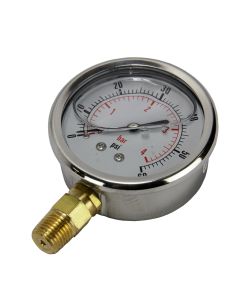 Glycerine Filled Pressure Gauges, 2.5 in Diameter, 0-60 PSI