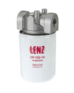 Lenz Spin-On Filter Assembly, 10 Micron, 3/4 NPTF, 15 PSI Bypass, CP-750-10P